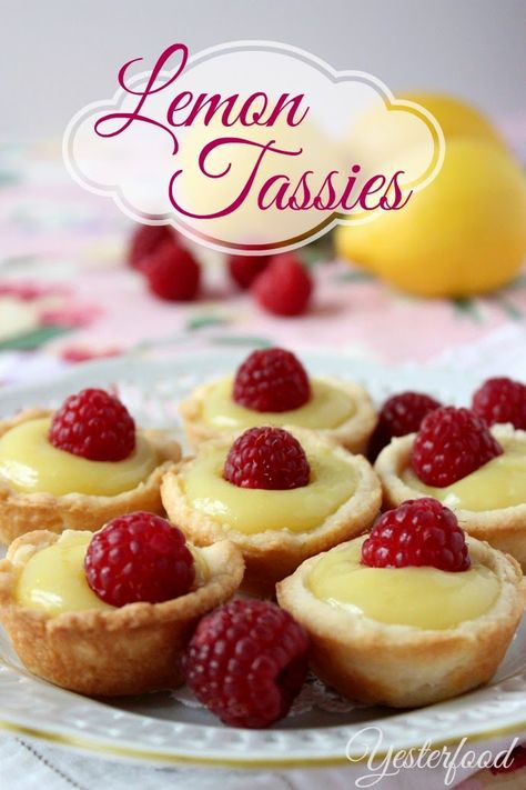 Yesterfood : Lemon Tassies Lemon Tartlets Recipe, Tassies Recipe, Pastries Recipes Dessert, Shower Desserts, Individual Desserts, Tea Party Food, Mini Tart, Best Cake Recipes, Pastry Desserts