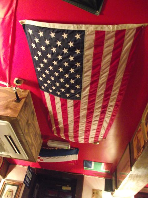 Ceiling of flags inside the pub. Flags On Ceiling, The Pub, Us Flag, Northern Ireland, Country Flags, Flag, Ceiling, How To Plan