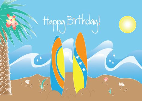 Happy Birthday for Surfer with beach, surfboards & waves card Free Business Card Design, Card Card, Simple Cards, Business Card Design, Surfboard, Card Design, Business Cards, Greeting Card, Birthday Cards