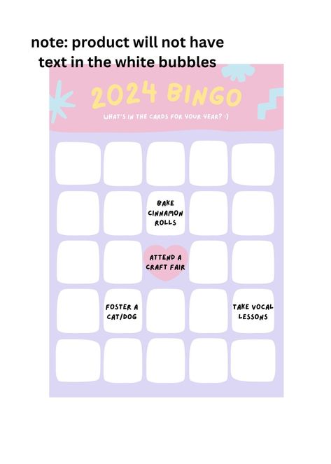 aesthetic 2024 Bingo Card - downloadable version Activities With Friends, Free Printable Bingo Cards, Blank Bingo Cards, Free Bingo Cards, Bingo Template, Aesthetic 2024, Friends List, Yearly Goals, Bingo Card