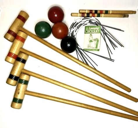 We had a croquet set similar to this one. I loved playing croquet in the summer and was always looking for someone to play with me. This was the house in Forest Park that had a completely flat yard, so games like croquet and Jarts were always a popular pastime. Croquet Game, House In Forest, Childhood's End, Croquet Set, Forest Park, Visual Diary, Looking For Someone, New Kids, Elementary Schools