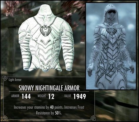 Skyrim Armor Mods, Skyrim Nightingale Armor, Skyrim Mods Female, Skyrim Nightingale, Skyrim Tips And Tricks, Nightingale Armor, Skyrim Armor, Snow Camouflage, Skyrim Mod