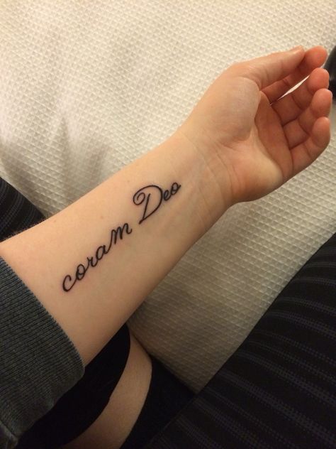 coram Deo: before God//live as if in the presence of God. Deo Volente Tattoo, Coram Deo Tattoo, Coram Deo, In The Presence Of God, The Presence Of God, Presence Of God, God Tattoos, Live Colorfully, Couple Tattoos