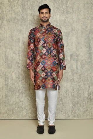 Shop for Naintara Bajaj Multi Color Abstract Mandala Print Kurta And Pyjama Set for Men Online at Aza Fashions Abstract Mandala, Color Abstract, Mandala Print, Pyjama Set, Aza Fashion, Full Sleeve, Stand Collar, Printed Cotton, Pajama Set