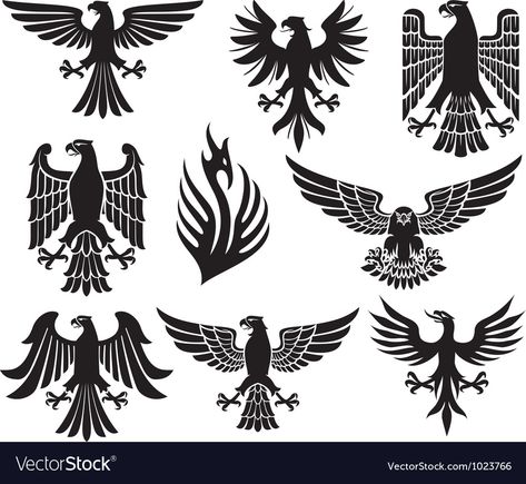 Eagle Silhouette, German Eagle, Eagle Vector, Eagle Tattoos, 로고 디자인, 귀여운 동물, Coat Of Arms, Eagles, Design Elements