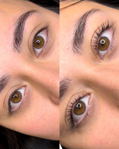 Before and after lash list and tint #lashlift #naturallashes Lash Lift Inspiration, Tinted Lashes Before And After, Eyelashes Before And After, Natural Lash Lift And Tint, Lash Lifts And Tint, Lash Lift Natural, Lash Lift Short Lashes, Lash Perm Before And After, Lash Tint Before And After