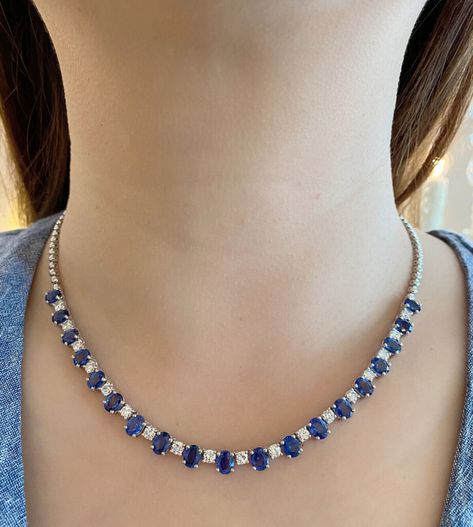 Oval Sapphire and Round Diamond Choker Necklace in Platinum | Sensual Sapphires Sapphire Choker, Diamond Choker Necklace, Diamond Butterfly, Diamond Choker, Butterfly Bracelet, Round Diamond, Blue Sapphire, Round Diamonds, Choker