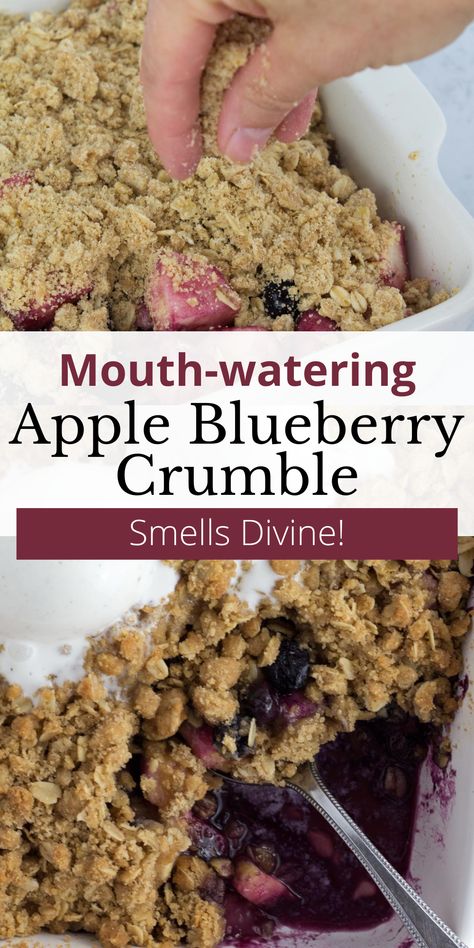 Blueberry Apple Crisp, Bumble Berry Crisp, Apple Blueberry Dessert, Apple And Blueberry Recipes, Apple And Blueberry Crisp, Frozen Berry Crumble, Gluten Free Apple Blueberry Crisp, Apple And Blueberry Crumble, Apple Blueberry Crumble Pie