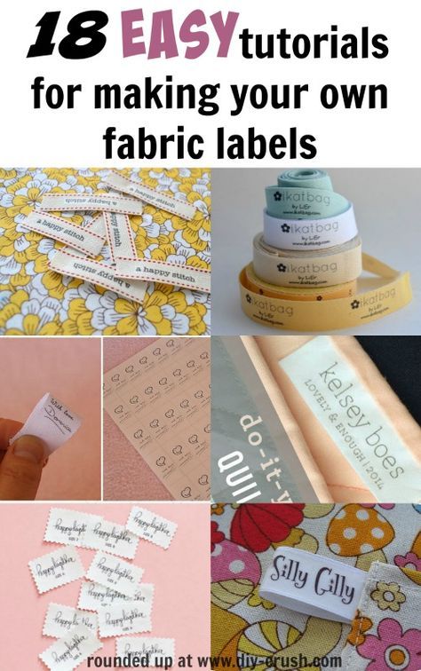 18 Easy tutorials for making your own fabric labels at home. Click through to browse the list!  DIY Crush Syprosjekter For Nybegynnere, Craft Labels, Make Your Own Fabric, Sewing Tags, Make Your Own Labels, Sewing Labels, Diy Labels, How To Make Labels, Labels Diy