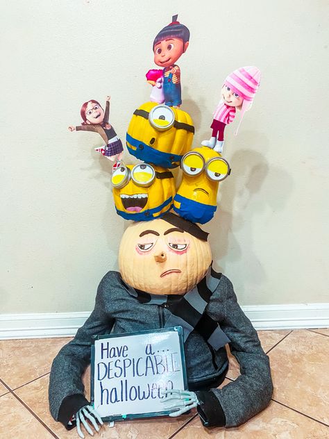 Koolaid Man Pumpkin, Pumpkin Decorating Contest Book Characters, Decorating Pumpkins Like Book Characters, Gru And Minion Pumpkin Painting, Bob The Minion Pumpkin, Pumpkin Decoration Book Character, Cookoff Ideas, Pumpkins Designs, Minion Pumpkins