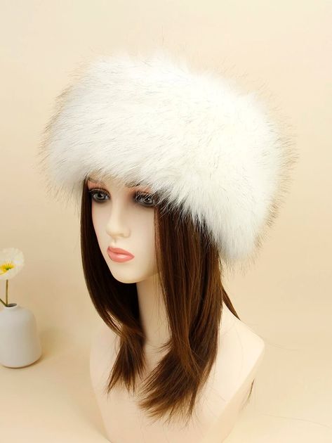 Solid Fuzzy Winter Fluffy Visor Hat | SHEIN USA Winter Head Accessories, Tlou Wardrobe, Trendy Headbands, Duo Costumes, Crochet Shop, Fur Accessories, Fantasy Dresses, Winter Headbands, Visor Hat