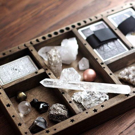 Crystal Storage, Wooden Display Box, Crystal Shelves, Metaphysical Shop, Essential Oil Storage, Magical Stones, Large Tray, Wood Glue, Crystal Shop