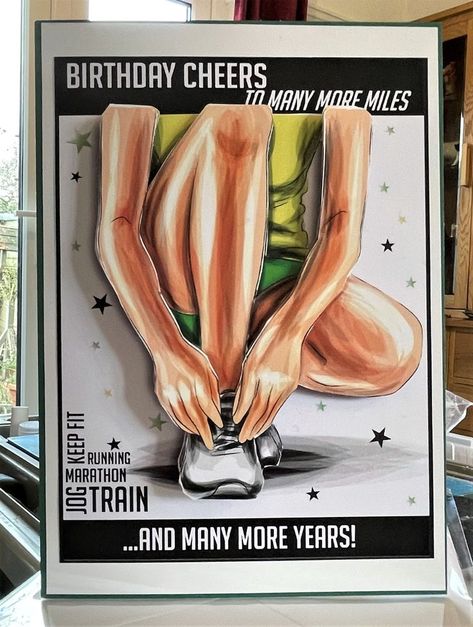 (65) CraftsUPrint - A4- The Runner - Birthday Card Birthday Cheers, The Runner, Marathon Runners, Diy Cards, Art Diy, Birthday Cards, Cricut, Greeting Cards, Birthday