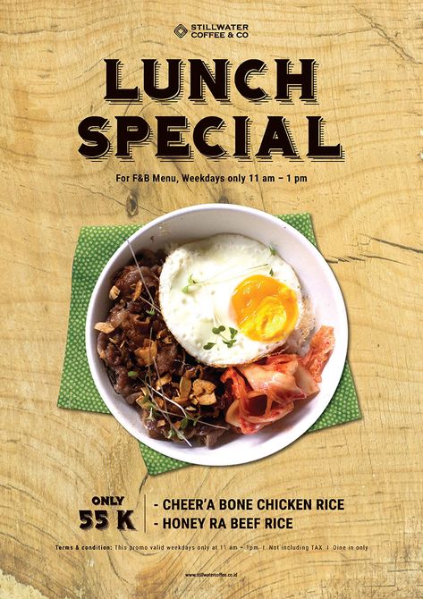 Lunch Special for Promo Menu September 2018 Poster By STILLWATER COFFEE & CO Jakarta Special Menu Poster, Lunch Poster Design, Food Launching Poster, Lunch Menu Design, Lunch Poster, Menu Breakfast, Menue Design, Business Lunch, Beach Lunch