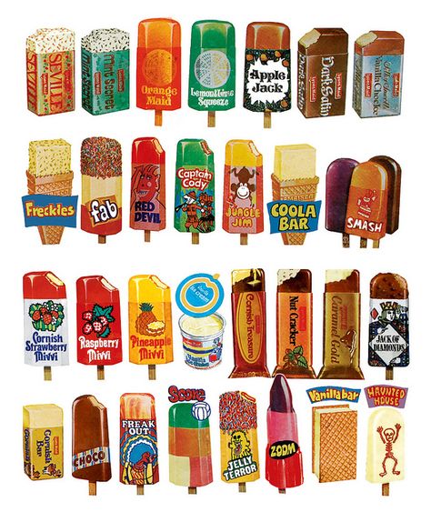 ices Ice Lolly, Wallpaper Tumblr, Illustration Food, Food Drawing, Vintage Recipes, Food Illustrations, Seville, Popsicles, Vintage Ads