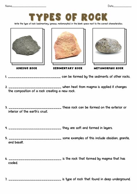 Free Rocks And Minerals Printables, Types Of Rocks Project, Types Of Rocks Activities, Geology Worksheets, Types Of Rocks Worksheet, Rock Worksheet, Minerals Worksheet, Soil Worksheet, Rock Cycle Worksheet