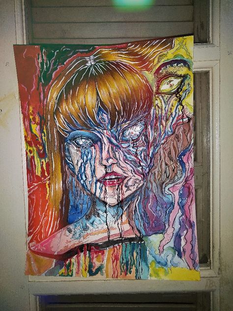 Tomie Painting, Junji Ito Painting, Tomie Art, Junji Ito, A Level Art, Life Drawing, Painter, Arch, Canvas Painting