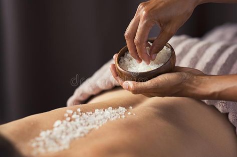 Body scrub with salt at spa. Masseuse hands doing massage on woman`s back at bea , #sponsored, #Masseuse, #hands, #massage, #spa, #Body #ad Diy Spa Recipes, Natural Medicines, Spa Recipes, Best Body Scrub, Spa Box, Coffee Body Scrub, Body To Body, Yoga Beginners, Health Spa