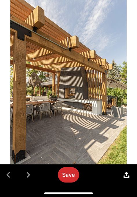 Octagonal House, Outdoor Kitchen And Bar, Elegant Lounge, Backyard Seating Area, Cedar Pergola, Stone Patio, Backyard Seating, Outdoor Dining Room, Backyard Pavilion