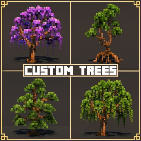 Minecraft Willow Tree, Custom Trees Minecraft, Bedroom Minecraft Ideas, Minecraft Cabin, Screaming Face, Play Bakery, Minecraft Tree, Survival Minecraft, Minecraft W