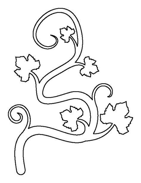 Pumpkin vine pattern. Use the printable outline for crafts, creating stencils, scrapbooking, and more. Free PDF template to download and print at http://patternuniverse.com/download/pumpkin-vine-pattern/ Pumpkin Vines Painting, Pumpkin Leaves Template, Pumpkin Vine Drawing, Vine Template, Pumpkin Dragon, Pottery Pumpkins, Paint Pumpkin, Printable Outline, Coloring Crafts