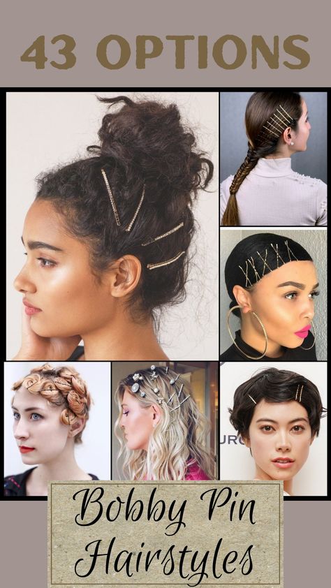 Bobby Pin Hairstyles Hairstyles With Decorative Pins, Decorative Bobby Pin Hairstyles, Accessorized Hairstyles, Cute Bobby Pin Hairstyles, Bobby Pin Hairstyles For Short Hair, Bobby Pins Hairstyles, Hairstyles With Bobby Pins, Short Slicked Back Hair, Pin Hairstyles