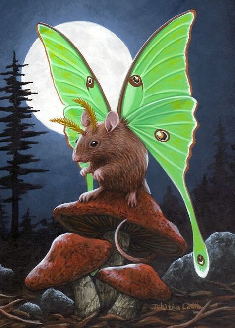 Tabitha Laden (TabLynn.deviantart.com) | Moon Mouse Strange Art, Mouse Art, Illustration Board, Butterfly Species, Paint Inspiration, Fairy Dragon, Fairy Friends, Fairies Elves, Fantasy Theme