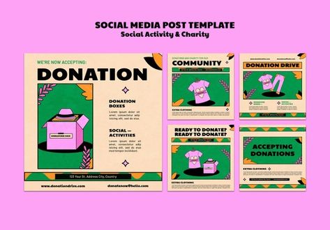 Donation Instagram Post, Donation Design Ideas, Social Media Fundraising Post, Donation Social Media Design, Fundraising Graphic Design, Social Post Template, Charity Social Media Design, Donation Drive Poster, Neobrutalism Graphic Design