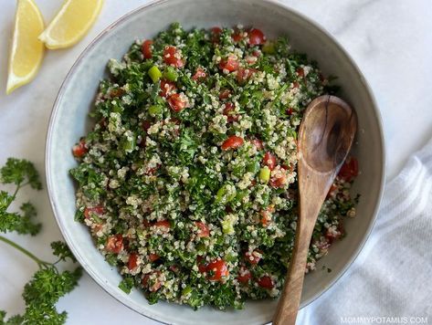 Gluten-Free Tabbouleh Recipe With Quinoa Recipe With Quinoa, Sprouting Quinoa, Roasted Olives, Gluten Free Flatbread, Tabbouleh Recipe, Quinoa Tabbouleh, Refreshing Salad, Quinoa Recipes, Vegetable Stock