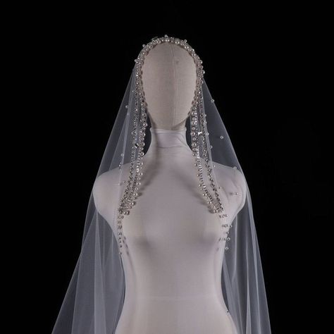 Beaded Bridal Veil, Rhinestone Veil, Veil Long, Beaded Veils, Pearl Veil, Beautiful Veil, Bride Veil, Wedding Headdress, Wedding Bridal Veils