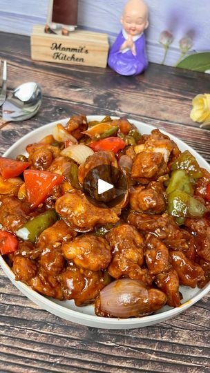 1M views · 54K reactions | CHICKEN MANCHURIAN in my way! Full of veggies and made with thigh chicken! This is an amazing starter and pretty similar to chilli chicken but not so similar, you see the thick gravy? 😍 For the recipe - Marinating chicken Chicken thigh 450 gm ( brined - put in salt and vinegar water overnight in fridge) Soya sauce1 tsp, GG paste 1 tsp Salt 1 tsp Pepper 1 tsp Egg white 1 Chilli 1 tsp, Cornflour 3 tbsp, Maida 1 tbsp For the sauce - Oil 2 tsp, Ginger Garlic 2 tbsp Onion 2 ( split into petals) Red, Green Capsicum 1 each (cut into triangles) Soya sauce 1 tbsp Tomato sauce 2 tbsp Vinegar 1 tsp Pepper 1 tsp Salt, red chilli 1 tsp each Water 1 cup Cornflour slurry 2 tsp ( 2 tsp cornflour mixed with little water) Sugar 1 tsp Kuch zada complicated nahi hai, bas - Thigh Chicken, Chicken Manchurian Recipe, Marinating Chicken, Chicken Manchurian, Manchurian Recipe, Green Capsicum, Salt And Vinegar, Chilli Chicken, Soya Sauce