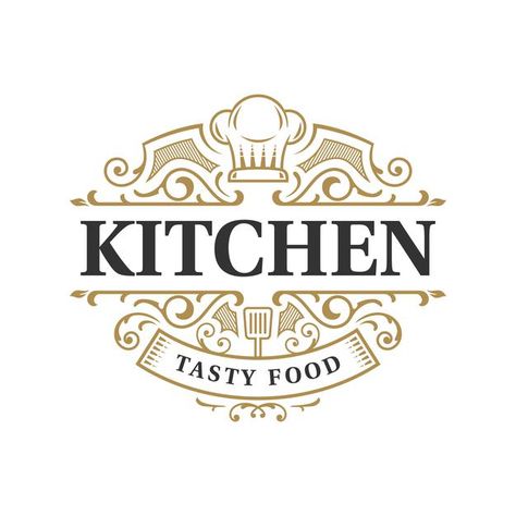 Logo Design For Food Business, Logo Design Kitchen, Vector Kitchen, Catering Logo, Tables Decorations, Typography Logo Design, Restaurant Vintage, Chef Logo, Kitchen Logo