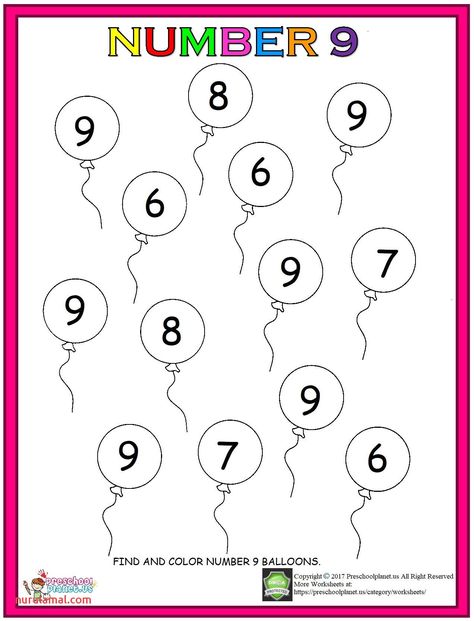 Printable Preschool Worksheets Number 9 – Nurul Amal