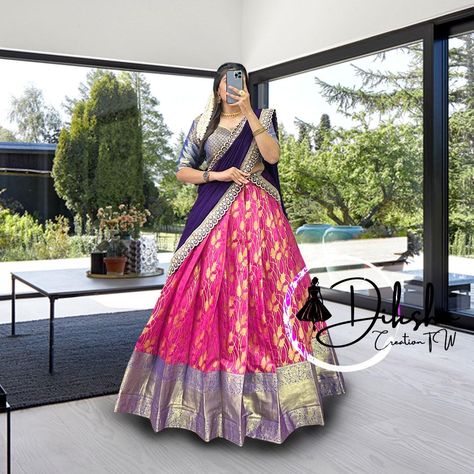 Pink Half Saree Wedding lehenga choli langa voni with dupatta teen lehenga narayanpet lehenga Indian half saree juniors lehenga Pattupavdai by DikshaCreationTW on Etsy Half Saree Wedding, Narayanpet Lehenga, Indian Half Saree, Pink Half Sarees, Lehenga Stitching, Lehenga Stitched, Lehenga Indian, Wedding Lehenga Choli, Langa Voni