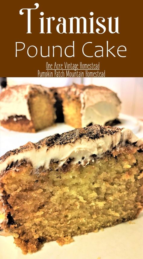 Tiramisu Pound Cake ⋆ One Acre Vintage & Pumpkin Patch Mtn. Cinnamon Roll Pound Cake, Buttery Pound Cake, Butter Pound Cake, Tiramisu Dessert, Chocolate Pictures, Vintage Pumpkin, Christmas Cake Recipes, Tiramisu Cake, Tiramisu Recipe