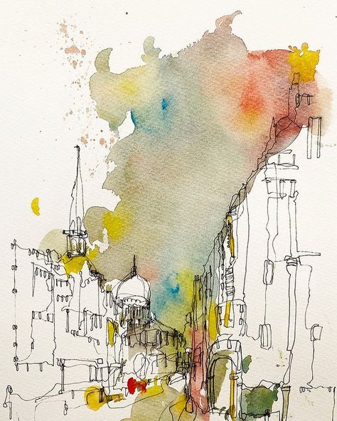 Neil Whitehead Art (@ennkaydraw) • Instagram photos and videos Neil Whitehead, Art Tutor, Ink And Watercolour, Pen And Wash, Minimal Painting, West England, Watercolor Architecture, Cross Roads, Shop Fronts