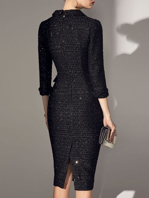 Formal Dresses Office, Elegant Dresses Classy Vintage, Dresses Office, Business Elegant, Elegant Midi Dresses, Elegant Dresses Classy, Elegant Dresses For Women, Tweed Dress, Fabulous Dresses