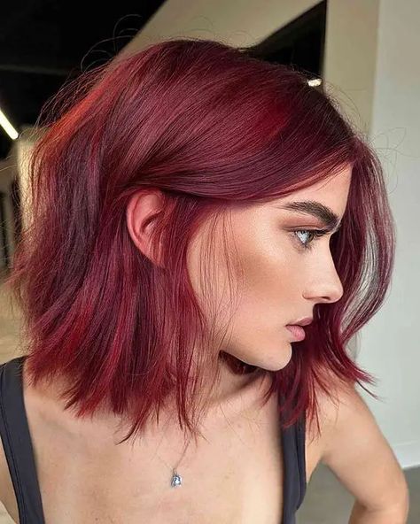 Wine Hair Color, Red Hair Trends, Cherry Red Hair, Wine Red Hair, Short Red Hair, Red Hair Inspo, Wine Hair, Cherry Hair, Burgundy Hair