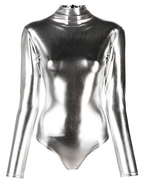 Metal Bodysuit, Silver Body Suit, Body Suit Outfit, Bodycon Suit, Silver Bodysuit, Vinyl Bodysuit, Space Costumes, Collage Project, Metallic Bodysuit