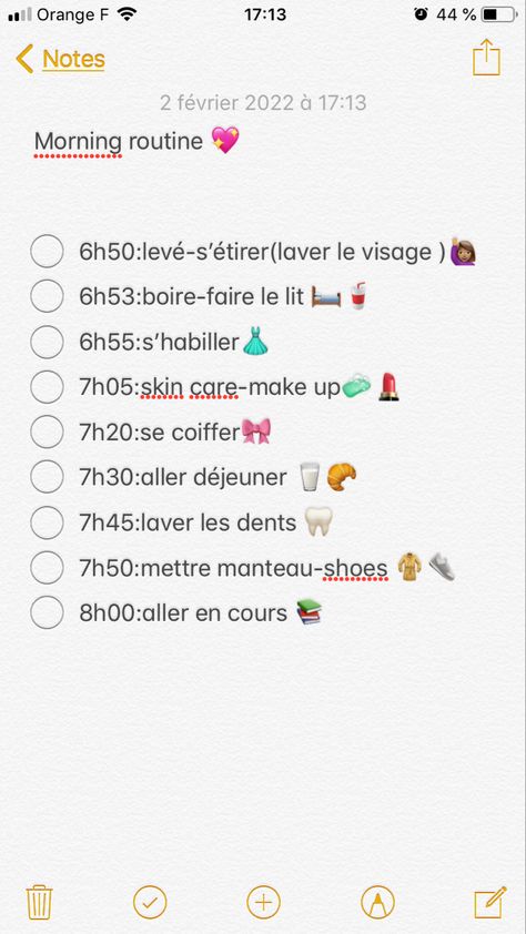 Morning Routine Francais, Routine Matin, Moring Routine, College Morning Routine, Morning Routine Productive, Morning Routine School, Morning Routine Checklist, Productive Morning, Night Routine