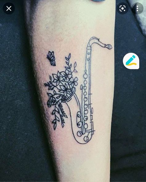 Saxophone Tattoo, Brass Music, Astronaut Tattoo, Flash Tattoo Designs, Woodwind Instruments, Creepy Tattoos, Gaming Tattoo, Tattoo Shows, Cool Small Tattoos