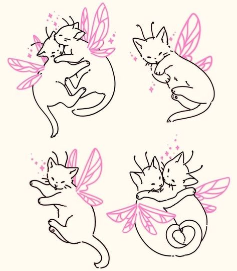 Fairy Cats, Cute Tiny Tattoos, Fairy Tattoo, Dainty Tattoos, Aesthetic Tattoo, Arte Inspo, Little Tattoos, Simplistic Tattoos, 영감을 주는 캐릭터