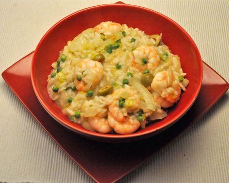 Shrimp and Fennel Risotto Fennel Risotto, Risotto With Peas, Fennel Recipes, Leeks, Fennel, Peaches, Peas, 30 Minutes, Seafood