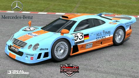 MERCEDES CLK STRASSENVERSION #53 GULF Gulf Racing, Mercedes Clk, Real Racing, Mercedes Benz Classic, Super Car, Racing Games, Car Wrap, For Real, Race Cars