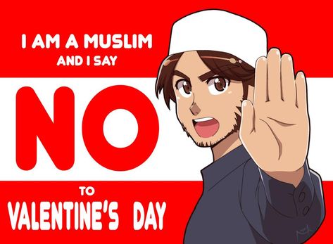 No to Valentine - part 1 by Nayzak on DeviantArt No Valentine Day, Muslim Meme, No Valentine, Husband And Wife Love, Giving Flowers, Anti Valentines Day, Islamic Cartoon, Hari Valentine, Anime Muslim