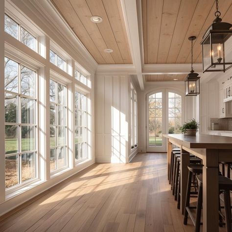 20 Shiplap Ceiling Ideas To Transform Your Space Cathedral Ceiling Living Room, Vault Ceiling, Paneling Makeover, Wood Plank Ceiling, Shiplap Ceiling, White Beams, Plank Ceiling, Ceiling Design Ideas, Beadboard Ceiling