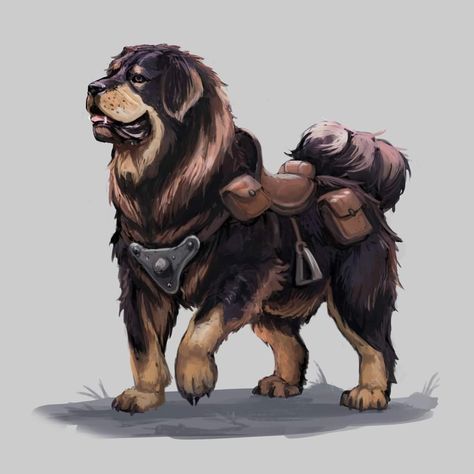 Giant Dog Fantasy Art, Dnd Mastiff, Fantasy Dog Creature, Dnd Dog Art, Dnd Blink Dog, Dog Warrior Fantasy Art, Dog Dnd Character, Fantasy Pet Concept Art, Cute Dnd Animals