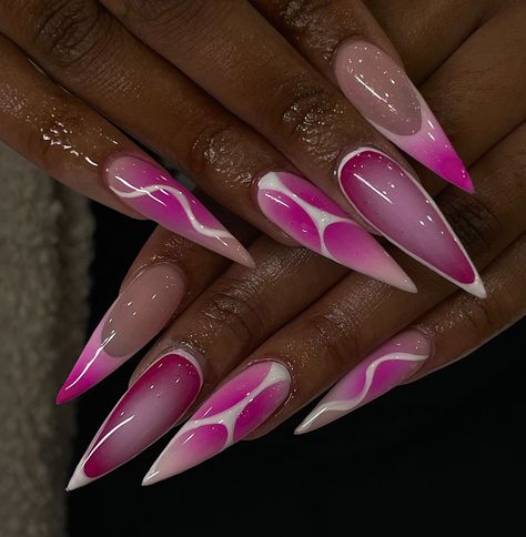 💅: @tinkernail_isabella #handpainted . . . . #nails #nailart #nailaddict #nailsonfleek #nailfashion #nailartist #dmvnails #nailpro… | Instagram Pink Stiletto Acrylic Nails, Nails With White Designs, Classy Almond Nails, Lux Nails, Nail Time, Gel Nails Diy, Colored Acrylic Nails, Short Square Acrylic Nails, Bling Acrylic Nails