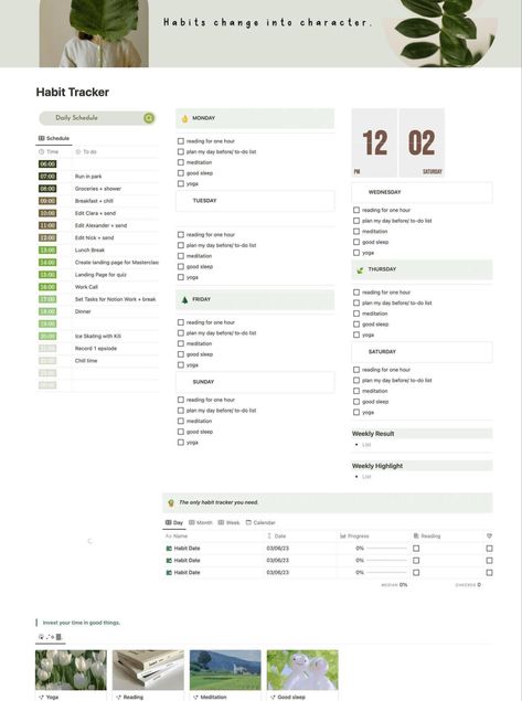 Notion Templets, Learn Notion, Green Aesthetic Notion, Notion Guide, Simple Notion Template, Organizing Apps, Notion Layout, Notion Habit Tracker, Study Planner Free
