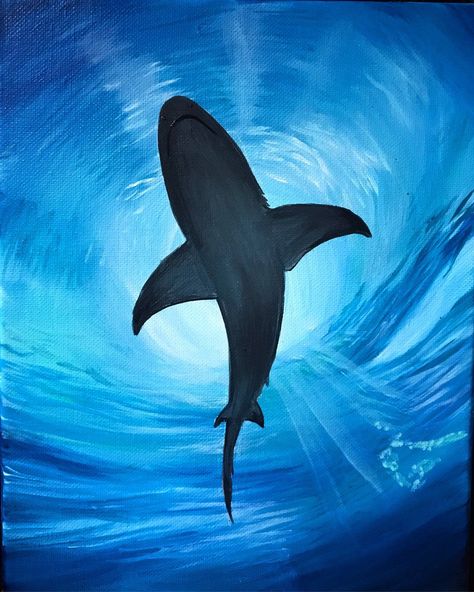 Sacred Hawaiian shark Mano painting. Culturally, sharks have been held in high reverence by generations of Hawaiians as aumakua (family guardians)--ancestors reincarnated as animals and sent to protect family members. Original is available on stretched canvas. Prints are Printed on high quality photo paper, and professional inks. Comes in a Matt ready to frame in Standard sizes . All artwork is signed. Shark Painting, Parking Spot Painting, Underwater Painting, Shark Art, Shark Print, Silhouette Painting, Simple Canvas Paintings, Cute Canvas Paintings, Easy Canvas Art